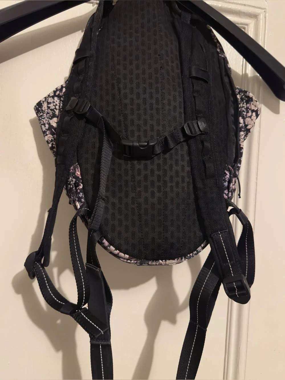 Lululemon Fast and Free 13L Floral Print Women's Backpack - Black and Pink.